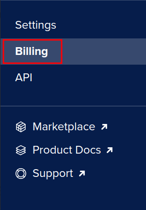 In the sidebar navigation, click on “Billing” to enter the billing dashboard.