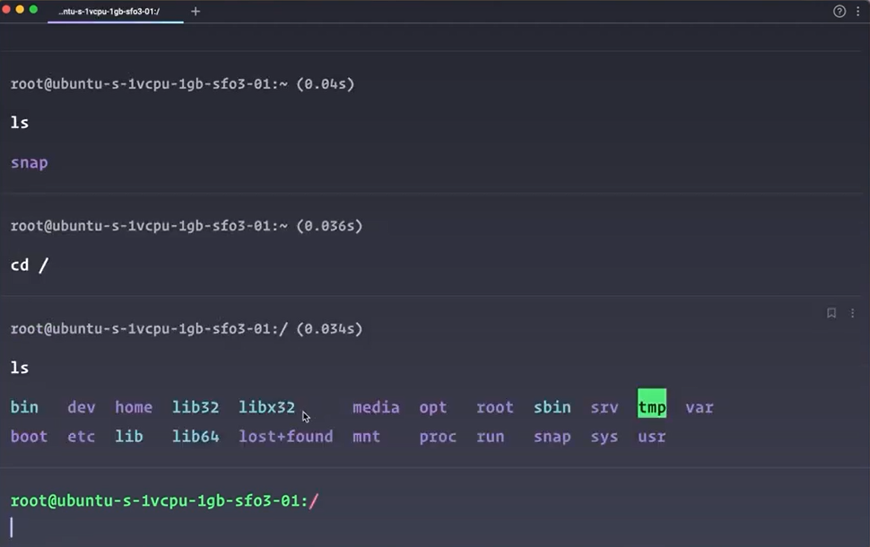 An example of using SSH to connect to your Droplet from your local terminal